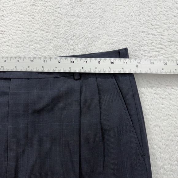 Brooks Brothers 346 Mens Wool Blend Stretch Dress Pants Pleated Gray Plaid 34x26 - Picture 5 of 8